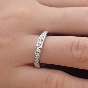 14k Half Eternity Ring - Channel Setting - White Sapphire Eternity Ehering