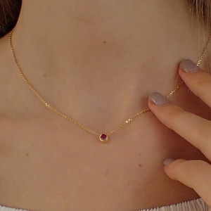 Ruby Solitaire Necklace, July Birthstones, Sterling Silver Bezel Set Necklace, Dainty Layered Necklace, Mother's Day Gift