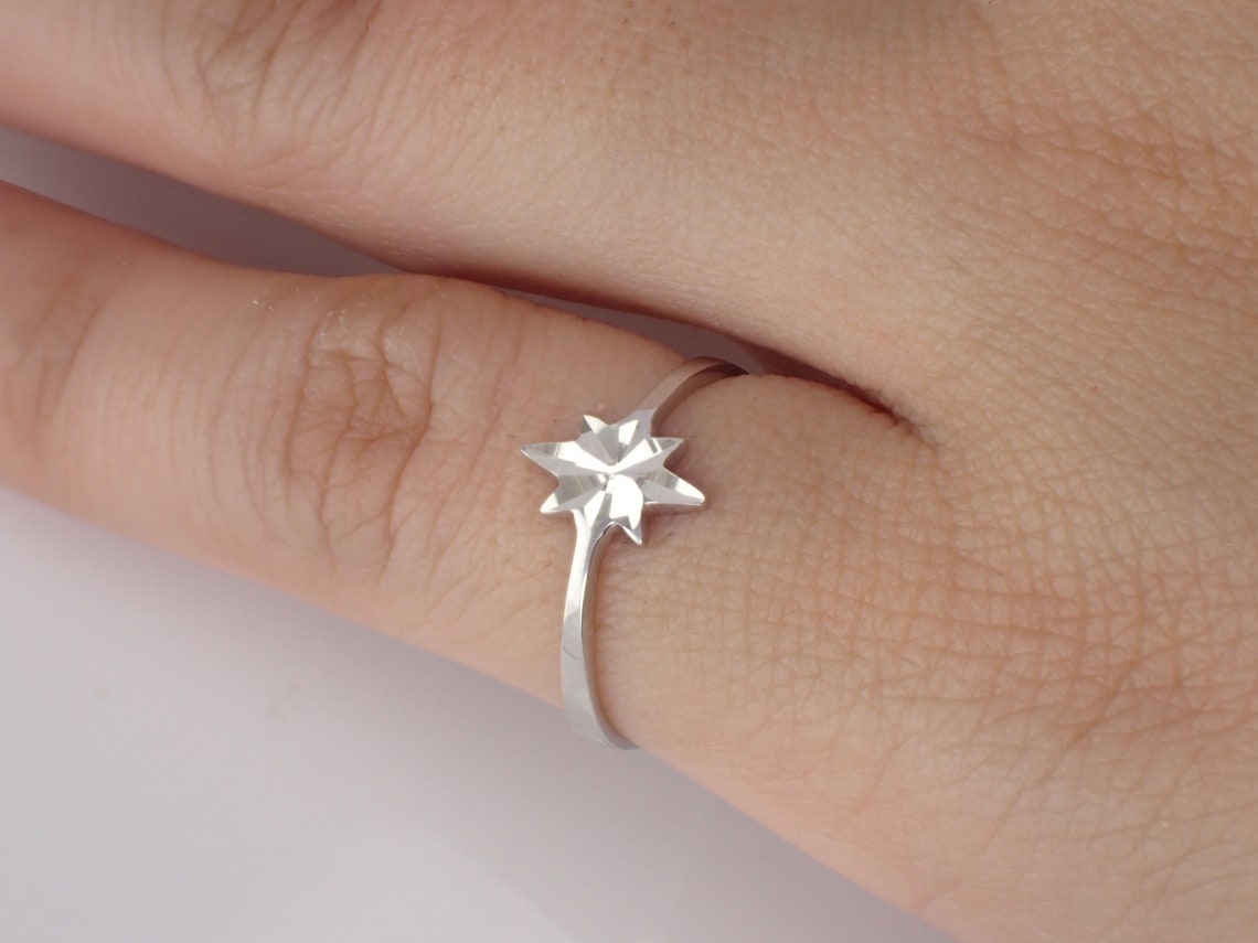 North Star Ring, Star Burst Ring, Tiny Star Ring, Vintage Star Ring ...