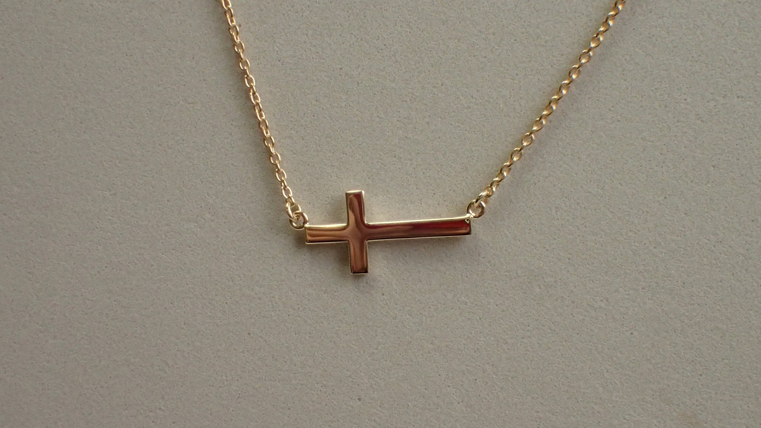 Holy Cross Necklace off Center Cross Necklace Religious Etsy