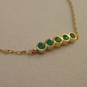 Five Stones Green SP Bracelet, 18K Gold Birthstone Bracelet Gift for Women, Graduation Gift, Bezel Set Bracelet
