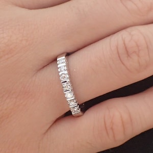 Pierścionek z 7 kamieniami Moissanite, prezent na rocznicę siedmiu lat, obrączka ślubna z oprawą barową, klasyczna obrączka ślubna dla kobiet