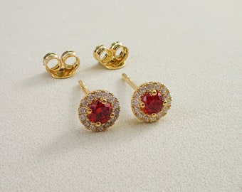 Model ERRNGS 14275 2mm Campton Round Red Garnet CZ 10K Yellow Gold Stud Earrings 2mm 10mm Choose Your Size Model ERRNGS 14275 2mm Campton Round Red Garnet CZ 10K Yellow Gold Stud Earrings 2mm 10mm Choose Your Size