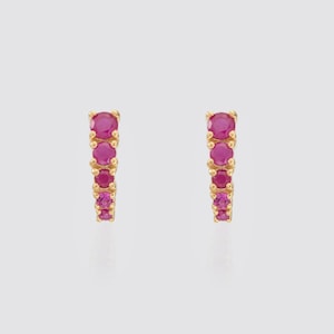 Ruby Bar Stud Earrings, July Birthstones, Bar Shaped Ruby Studs, Bridal Gifts, Minimalist Earrings