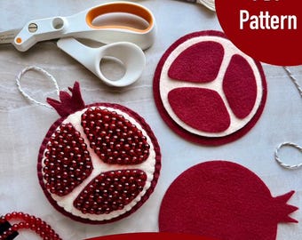 PDF Pattern Felt Beaded Pomegranate Ornament - Digital Download Only