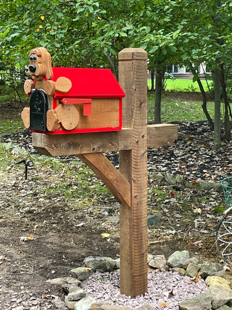 Country Mailbox Post Custom Handmade Rough Sawn With Two Cross Members ...