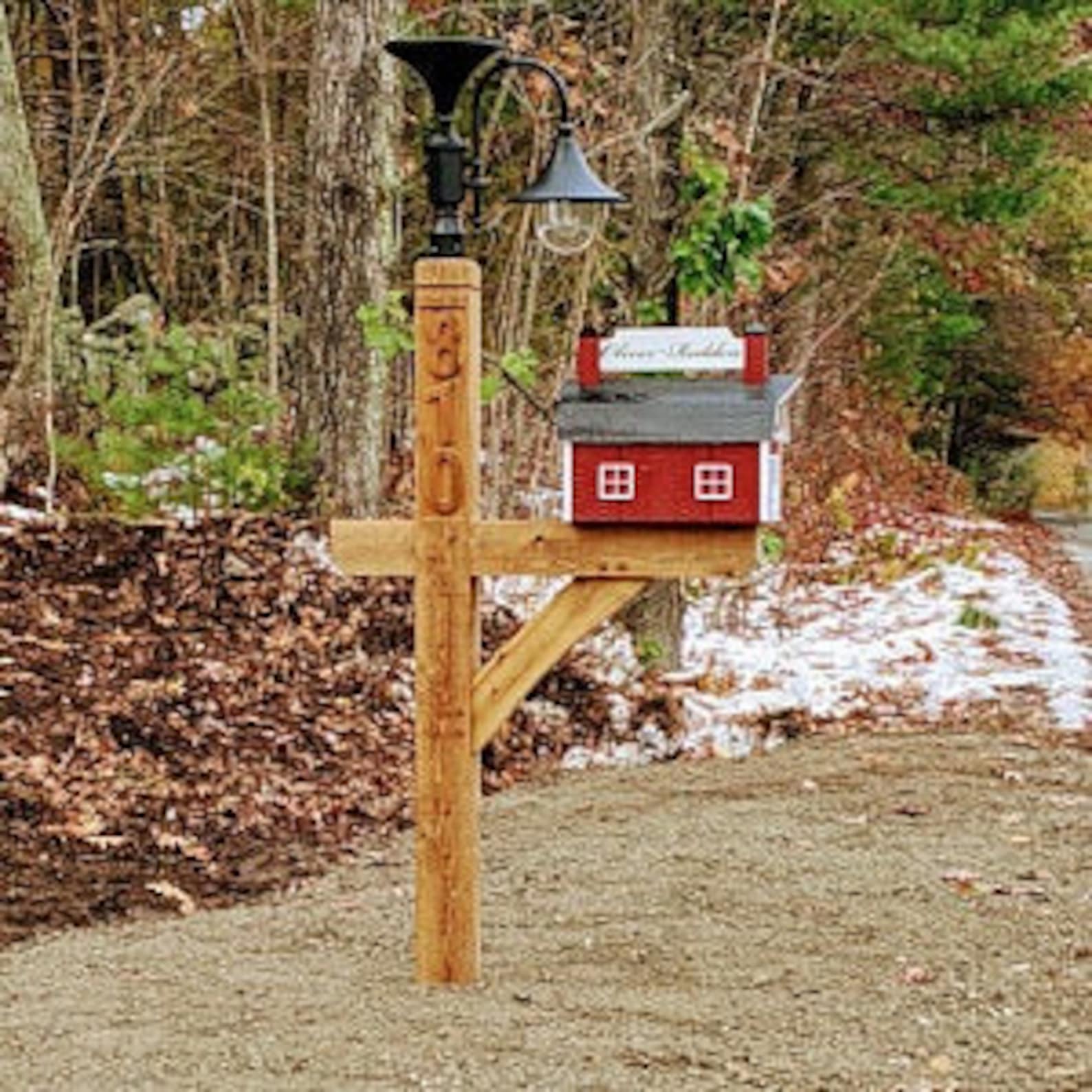 Country Mailbox Post Custom Handmade Rough Sawn With Two Cross Members