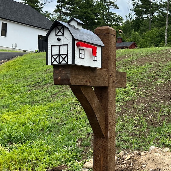 Wood Mailbox Post Etsy