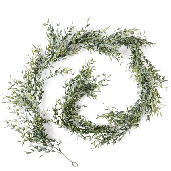 Italian Ruscus Artificial Greenery Garland | 6 feet | Matte Plastic