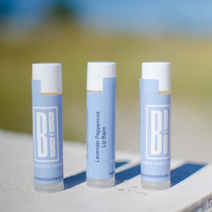 Lavender Peppermint Lip Balm |  Handmade All Natural Lip Butter | Vegan Lip Moisturizer | Coconut Oil Free Skincare | Beauty Product Gift