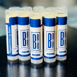 Peppermint Lip Balm - Organic & Vegan Lip Butter - Natural Moisturizing Lip Care for Dry Lips - Handmade, Coconut Oil Free - Gift for Her