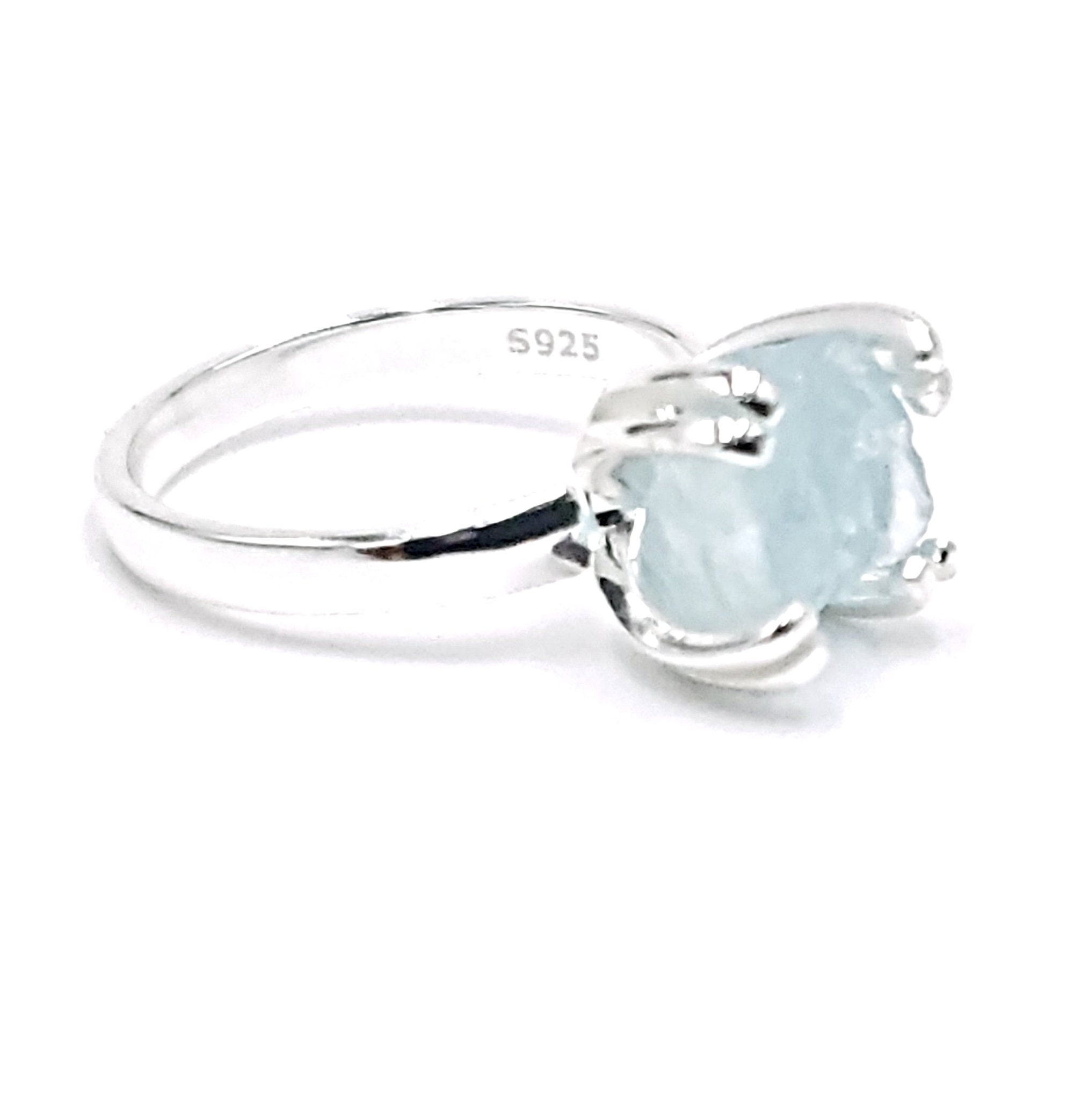 Sterling silver and aquamarine adjustable ring