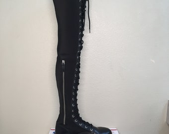 Dr. Martens Aggy Tall boots US 8 platform Agyness Deyn dolls kill jadon max britain jadon jagger thigh high calf goth azreya 1b60 xl hdw