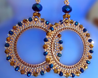 Gold & Blue-Handmade Earrings