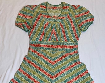 1940s Cotton Striped Dress Size Small Vintage