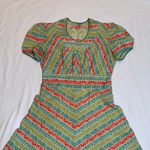1940s Cotton Striped Dress Size Small Vintage