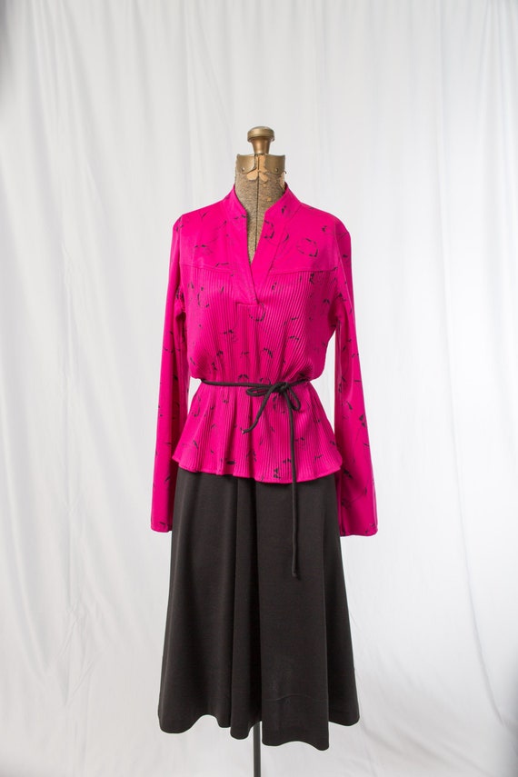 Ms Sugar Pink and Black Vintage Dress 1970s 1980s… - image 1