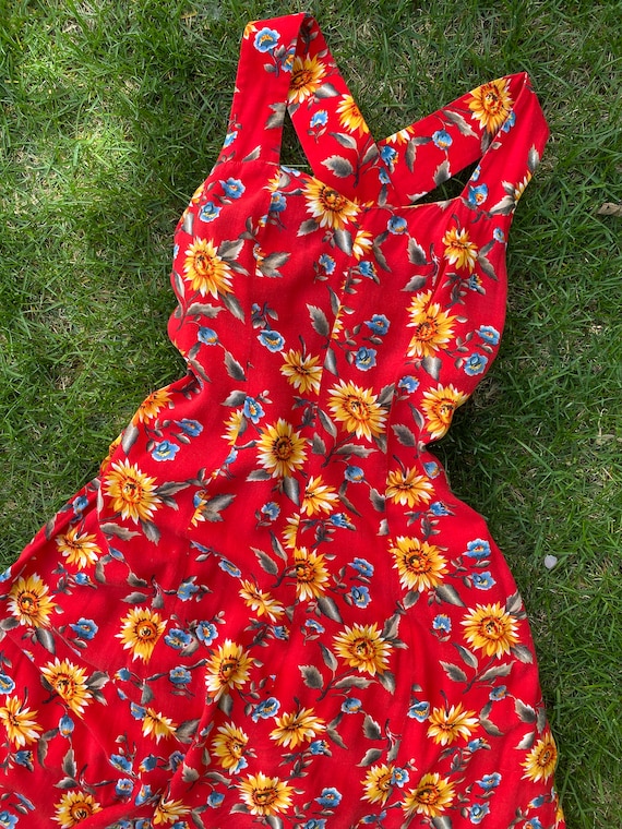 1990’s All That Jazz Sunflower Red Dress Size Medi