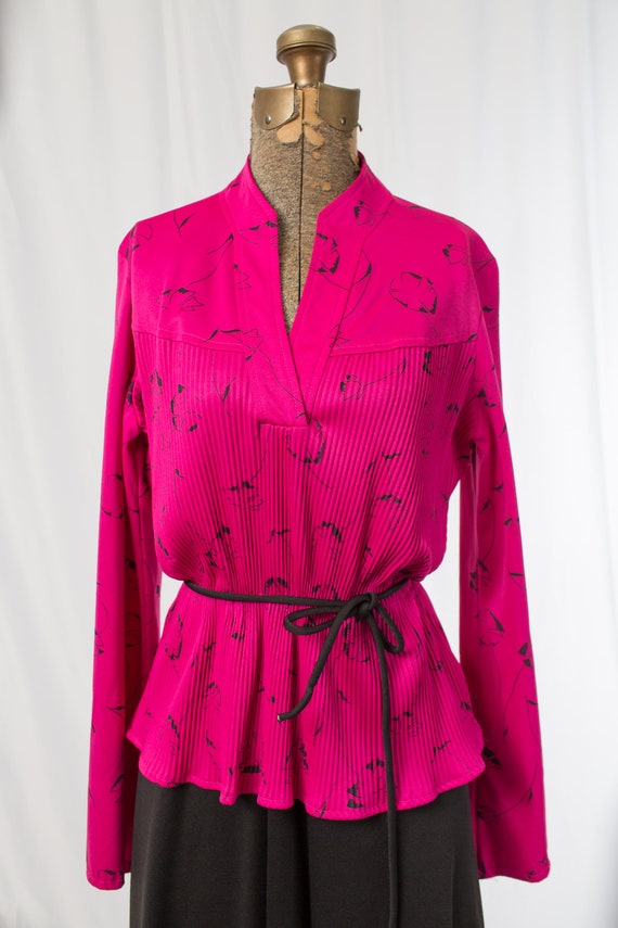 Ms Sugar Pink and Black Vintage Dress 1970s 1980s… - image 2