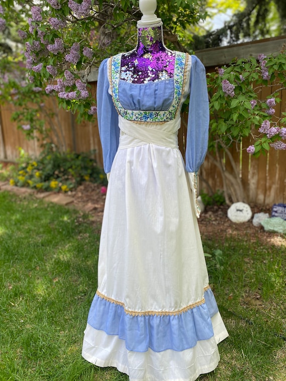 1970s Embroidered Prairie Dress