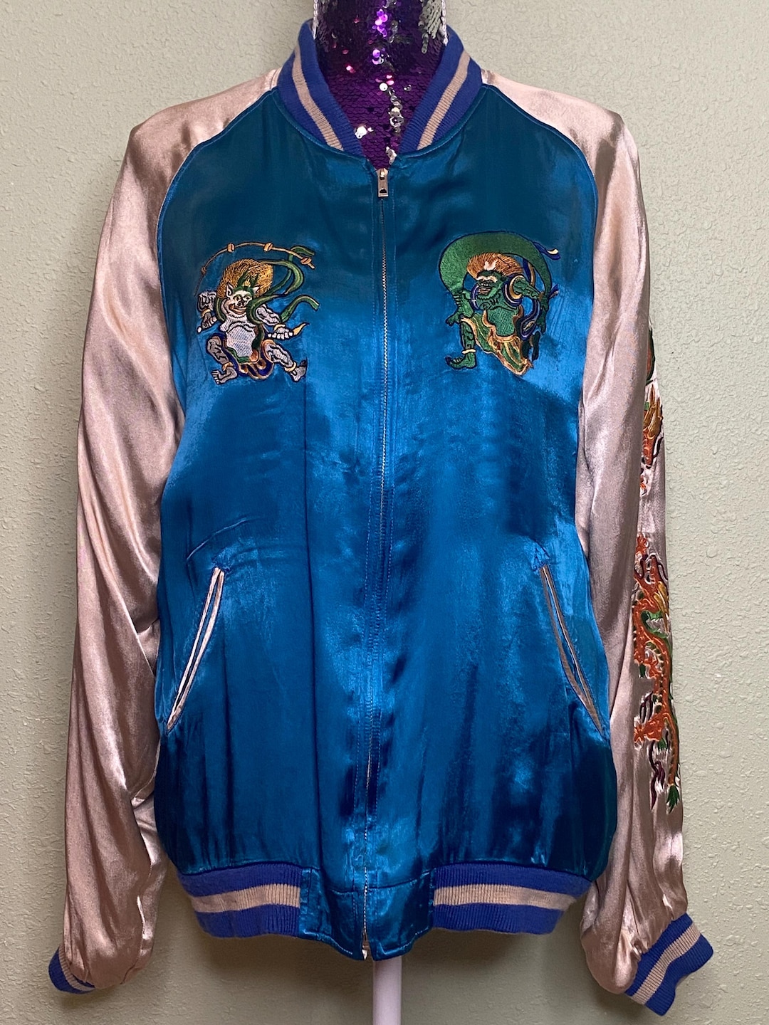 1990's Orient Express Sukajan Reversible Jacket Embroidered Large