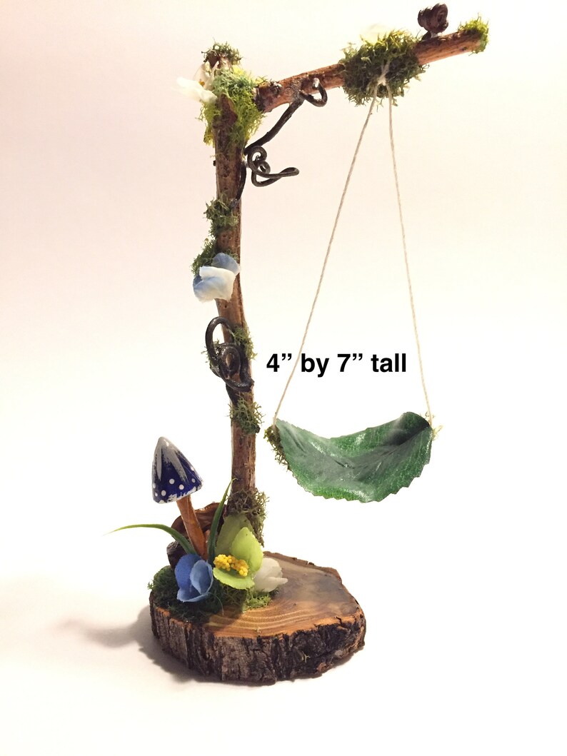 Fairy Garden Leaf Swing 4 X 7 Tall Purple Mushroom