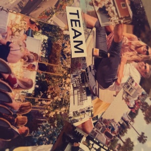 May include: A collage of various wedding photographs featuring couples and event scenes, with a central white rectangular strip containing the black text "TEAM" oriented vertically, layered over images of outdoor ceremonies, receptions, and celebrations.