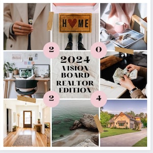 Realtor SUCCESS - Vision Board Kit - Thèmes de croissance de la richesse domestique - Mots et affirmations positifs, instructions de script - Manifest Party