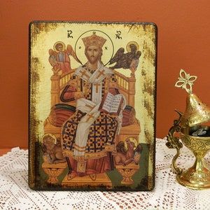 JESUS CHRIST BLESSING, Enthroned, Byzantine icon, handmade icon, religious icon, orthodox icon, birthday gift, wedding gift, name-day gift