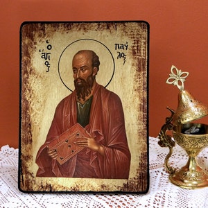 SAINT PAVLOS, Byzantine handmade icon, religious icon, orthodox icon, birthday gift, name-day gift, baptism gift, home gift