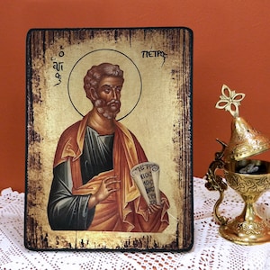 SAINT PETROS, Byzantine handmade icon, religious icon, orthodox icon, birthday gift, name-day gift, baptism gift, home gift