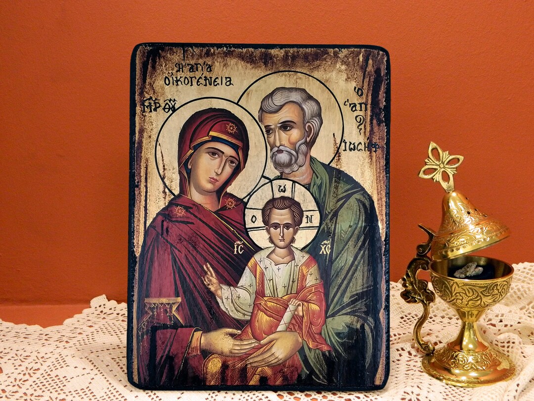 Holy Family Icon - Premium Handmade Greek Orthodox