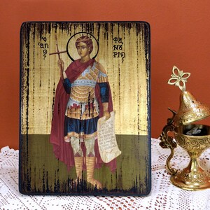 SAINT PHANURIUS, Byzantine handmade icon, Greek orthodox icon, baptism, birthday, name-day, graduation, wedding, home-warming gift