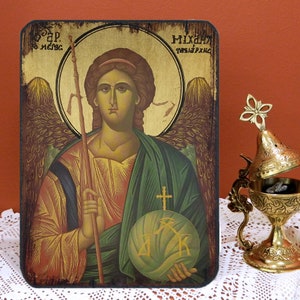 ARCHANGEL ΜΙCHAEL, Byzantine icon, handmade icon, religious icon, Greek orthodox icon, birthday gift.