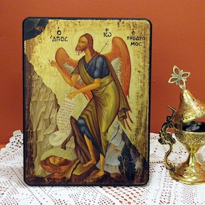 SAINT JOHN the FORERUNNER, Byzantine icon, handmade icon, religious icon, Greek orthodox icon, birthday gift, name-day gift, graduation gift