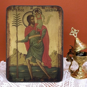 SAINT CHRISTOPHER, The Great Martyr, Byzantine icon, handmade icon, religious icon, Greek orthodox icon, birthday gift.
