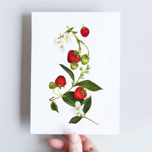 Double card with strawberry design, A6 format