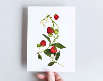 Double card with strawberry design, A6 format