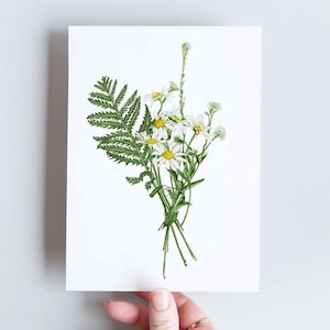 Carte de correspondance illustrée d'un bouquet de fleurs