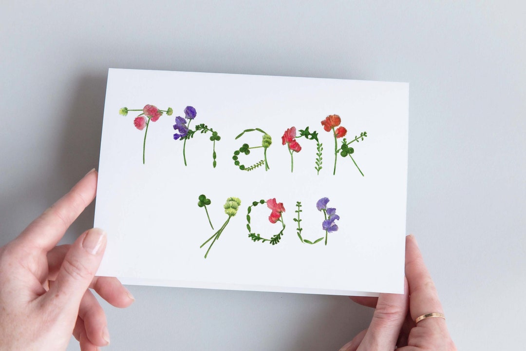 Double Floral Card With Thank You Message - Etsy