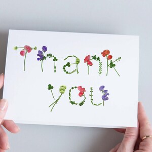 Carte double fleurie à message Thank you
