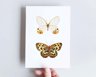 Double A6 illustrated card of golden butterflies