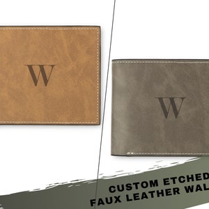 Cartera personalizada inicial audaz - Cuero sintético - Regalo del padrino - Regalo del novio - Favor útil de la despedida de soltero - Regalo del padrino - Padre de la novia