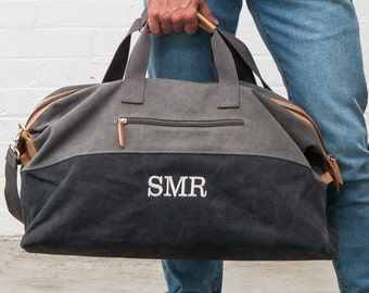 Custom Canvas Travel Bag – Personalized Men’s Weekender Travel Bag - Custom Groomsman Gift - Best Man Gift - Gifts for Him - Groom Gift