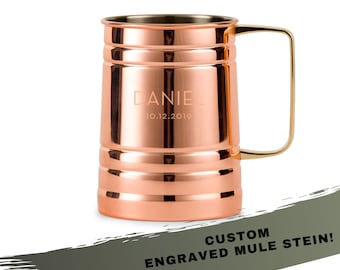 Custom Copper Beer Stein – Moscow Mule – Engraved Beer Mug - Personalized Barware – Gifts For Him – Men’s Gifts – Boyfriend - Father's Day
