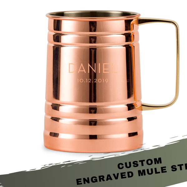 Custom Copper Beer Stein – Moscow Mule – Engraved Beer Mug - Personalized Barware – Gifts For Him – Men’s Gifts – Boyfriend - Father's Day