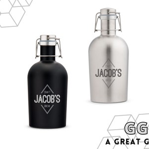 Personalized Stainless Steel Beer Growler - Craft Beer Growler - Christmas Gift for Dad - Gifts for Him - Custom Name Stainless Growler