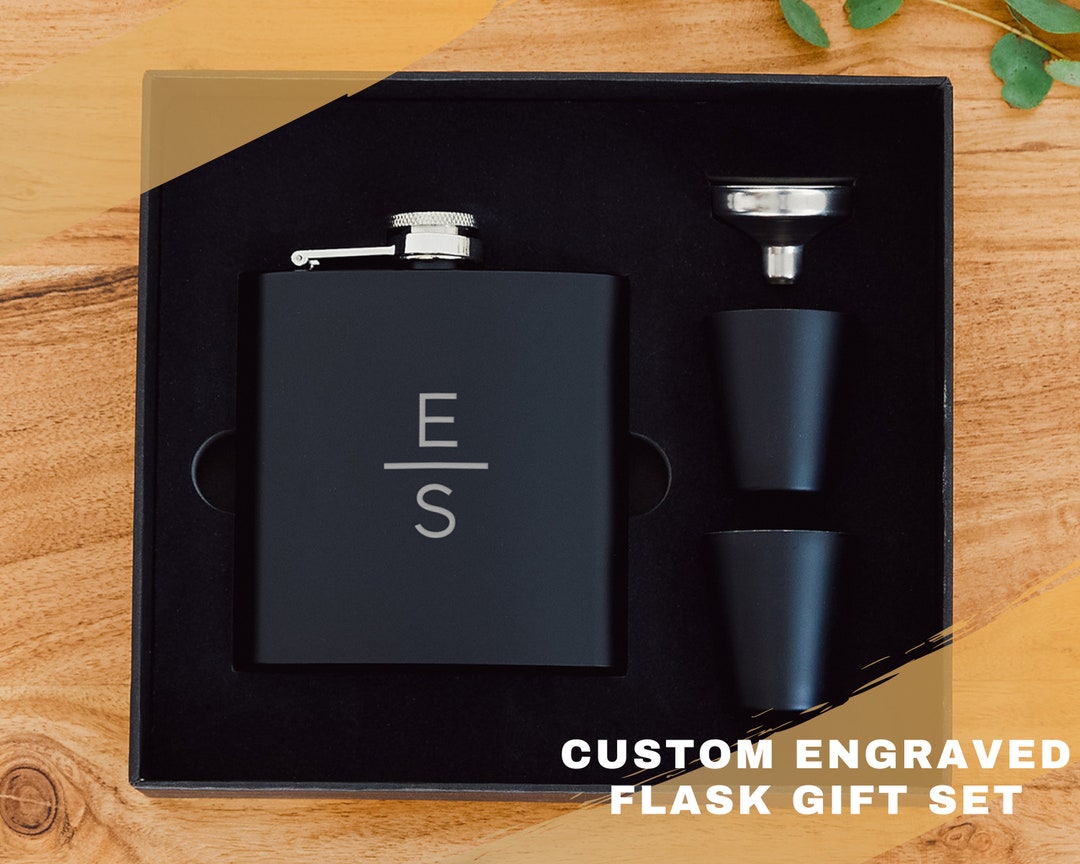 Personalized Flask Gift Set Engraved Flask Set Unique Groomsman Gift ...