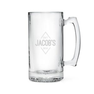 Custom Engraved Groomsman Beer Stein - Personalized Glass Beer Mug for Groomsman - Groom Gift - Custom Bachelor Party Favor - Best Man Gift