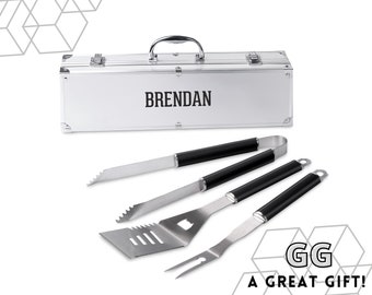 Benutzerdefiniertes Vatertagsgeschenk - Personalisiertes Grillset - BBQ Grill Set - Herren Grillgeschenk - Grillwerkzeug Set - Grill Geschenk für Papa - Seine Weihnachten